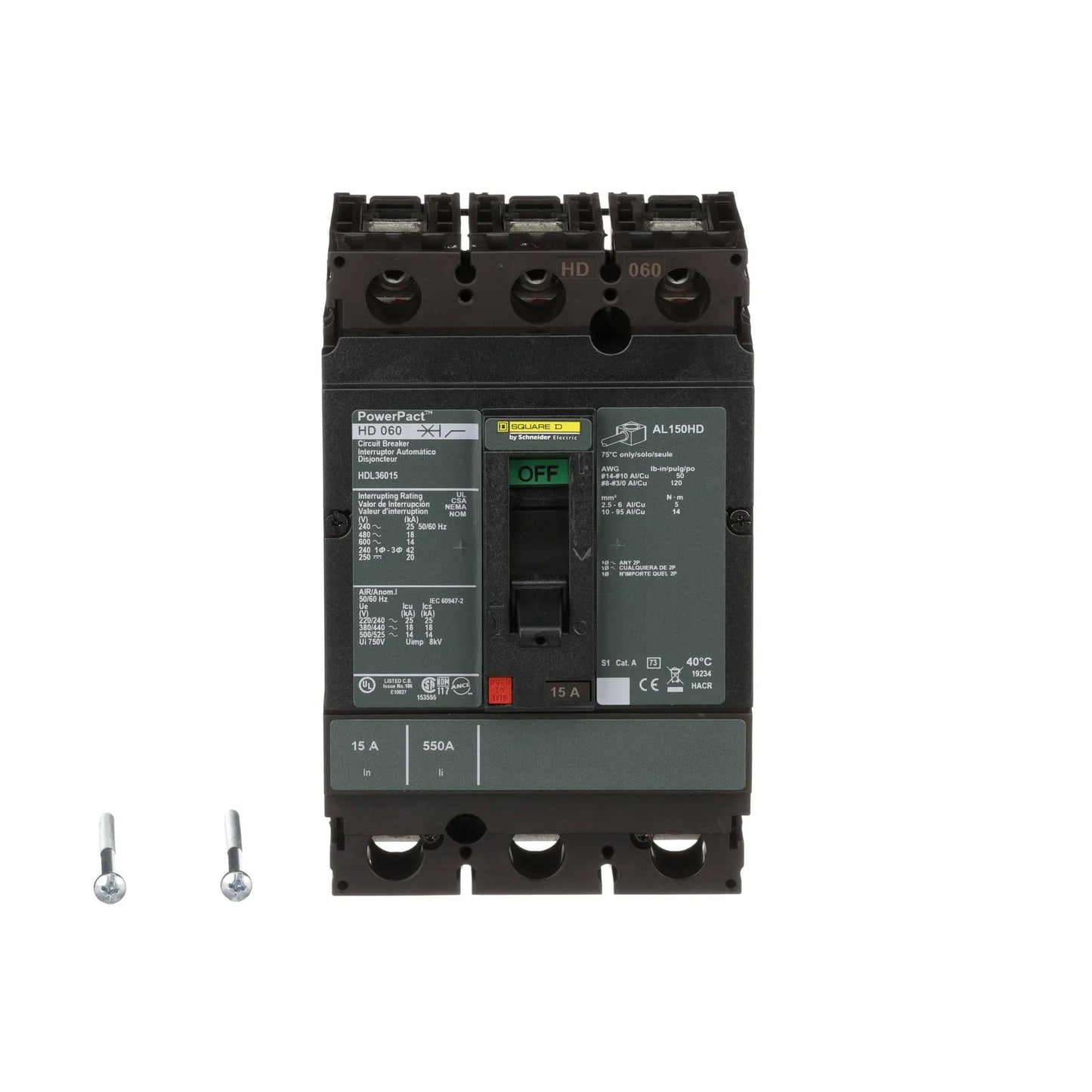 Square D HDL36015 Circuit Breaker | Powerpact HDL 600V 15A