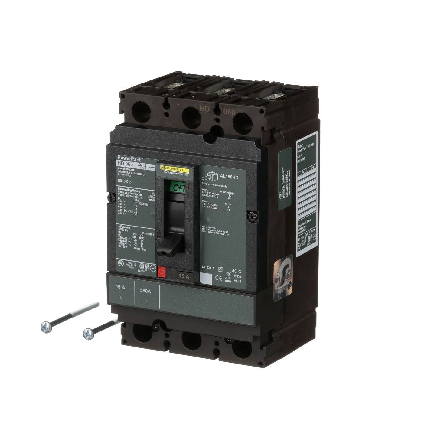 Square D HDL36015 Circuit Breaker | Powerpact HDL 600V 15A