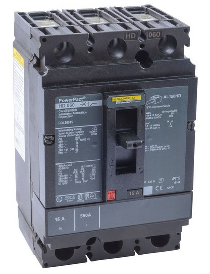HDL36015 - Schneider Electric/ Square D Feed-Thru 15 Amp 3 Pole Circuit Breaker - Essential Electric Supply