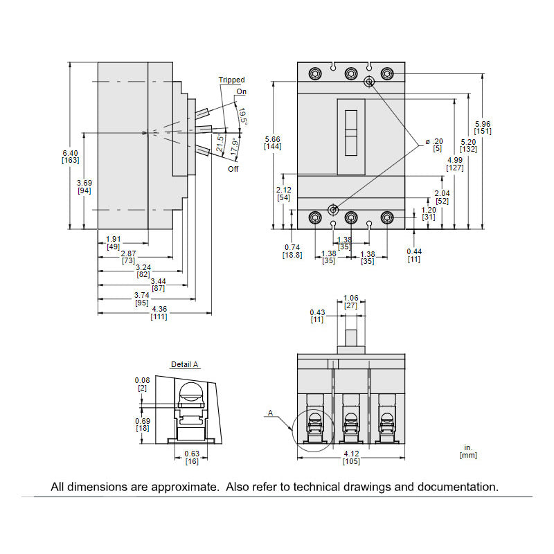 Square D HDL36020 Circuit Breaker | Powerpact HDL 600V 20A