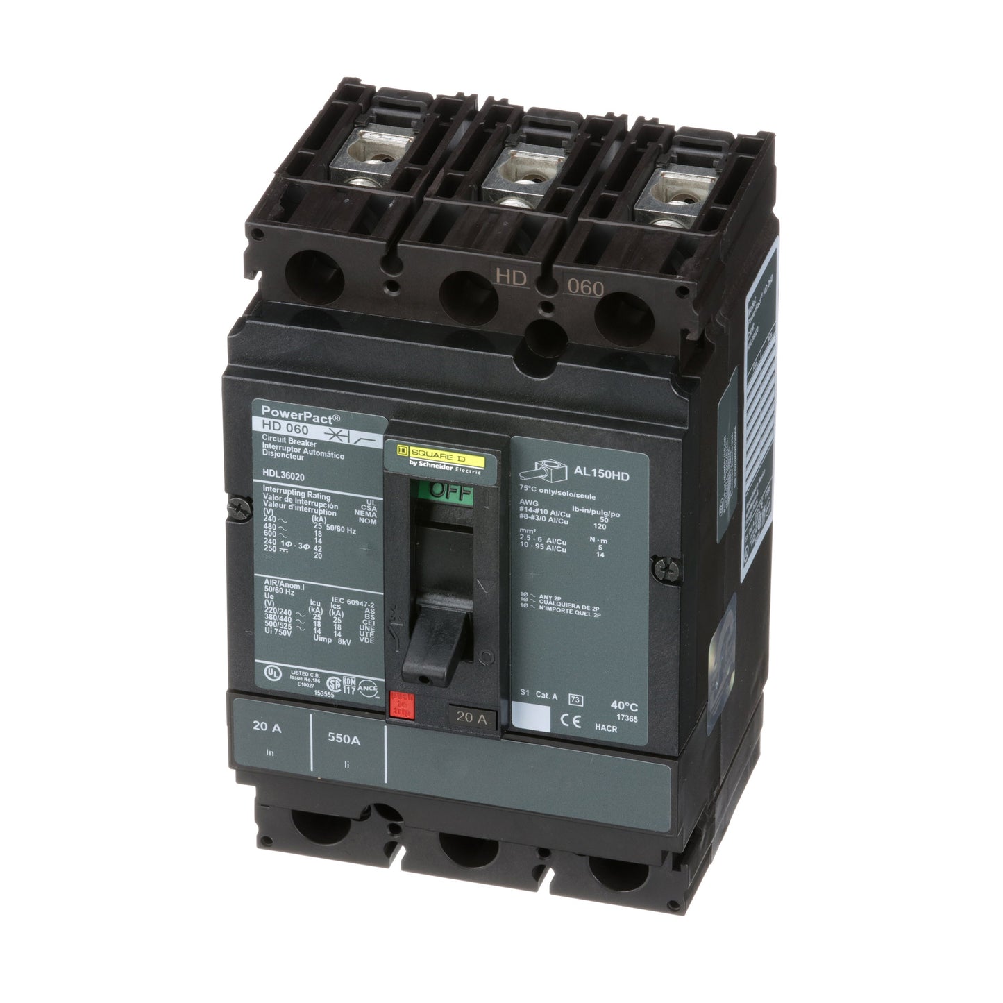 Square D HDL36020 Circuit Breaker | Powerpact HDL 600V 20A