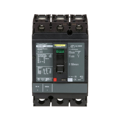Square D HDL36030 Circuit Breaker | 600V 30A 3P 18kA@480V Bolt-On Powerpact