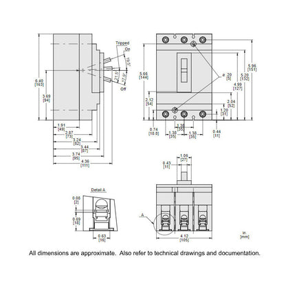 Square D HDL36030 Circuit Breaker | 600V 30A 3P 18kA@480V Bolt-On Powerpact