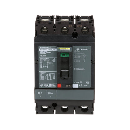 Square D HDL36030 Circuit Breaker | 600V 30A 3P 18kA@480V Bolt-On Powerpact