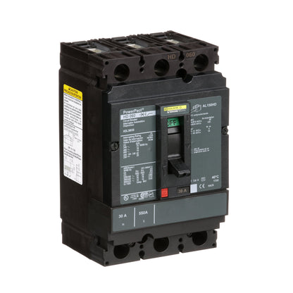 Square D HDL36030 Circuit Breaker | 600V 30A 3P 18kA@480V Bolt-On Powerpact
