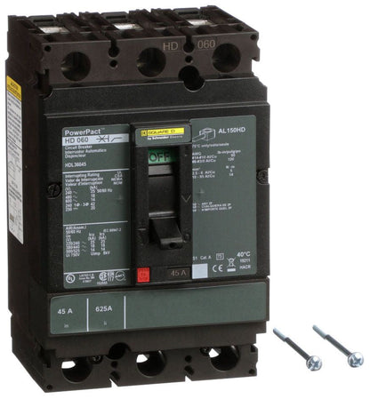 HDL36045 - Square D/ Schneider Electric Feed-Thru 45 Amp 3 Pole Circuit Breaker - Essential Electric Supply