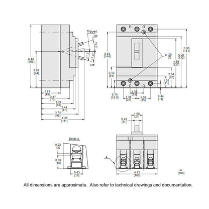 Square D HDL36050 Circuit Breaker | 600V 50A 3P 18kA@480V Bolt-On Powerpact