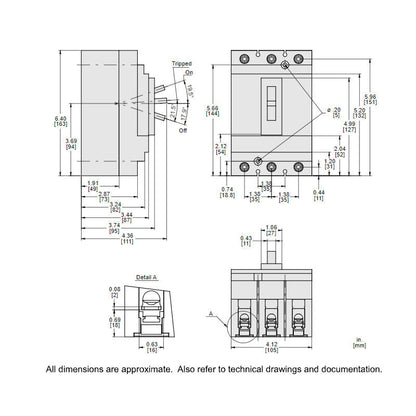 Square D HDL36060 Circuit Breaker | 600V 60A 3P 18kA@480V Bolt-On Powerpact