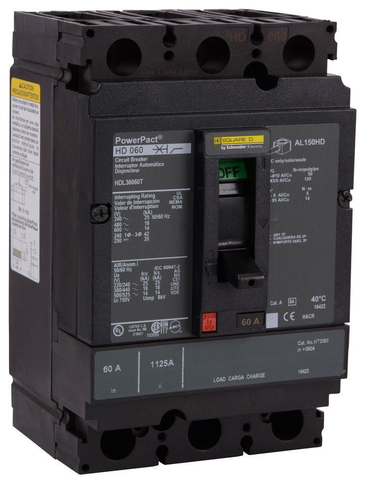HDL36060U31X - Schneider Electric/ Square D Feed-Thru 60 Amp 3 Pole Circuit Breaker - Essential Electric Supply