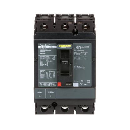 Square D HDL36060 Circuit Breaker | 600V 60A 3P 18kA@480V Bolt-On Powerpact