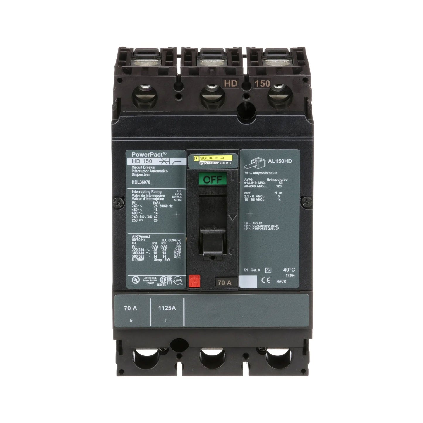 Square D HDL36070 Circuit Breaker | Powerpact HDL 600V 70A