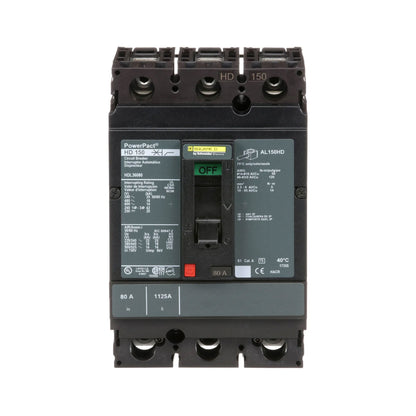 Square D HDL36080 Circuit Breaker | 600V 80A 3P 18kA@480V Bolt-On Powerpact
