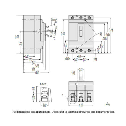 Square D HDL36080 Circuit Breaker | 600V 80A 3P 18kA@480V Bolt-On Powerpact