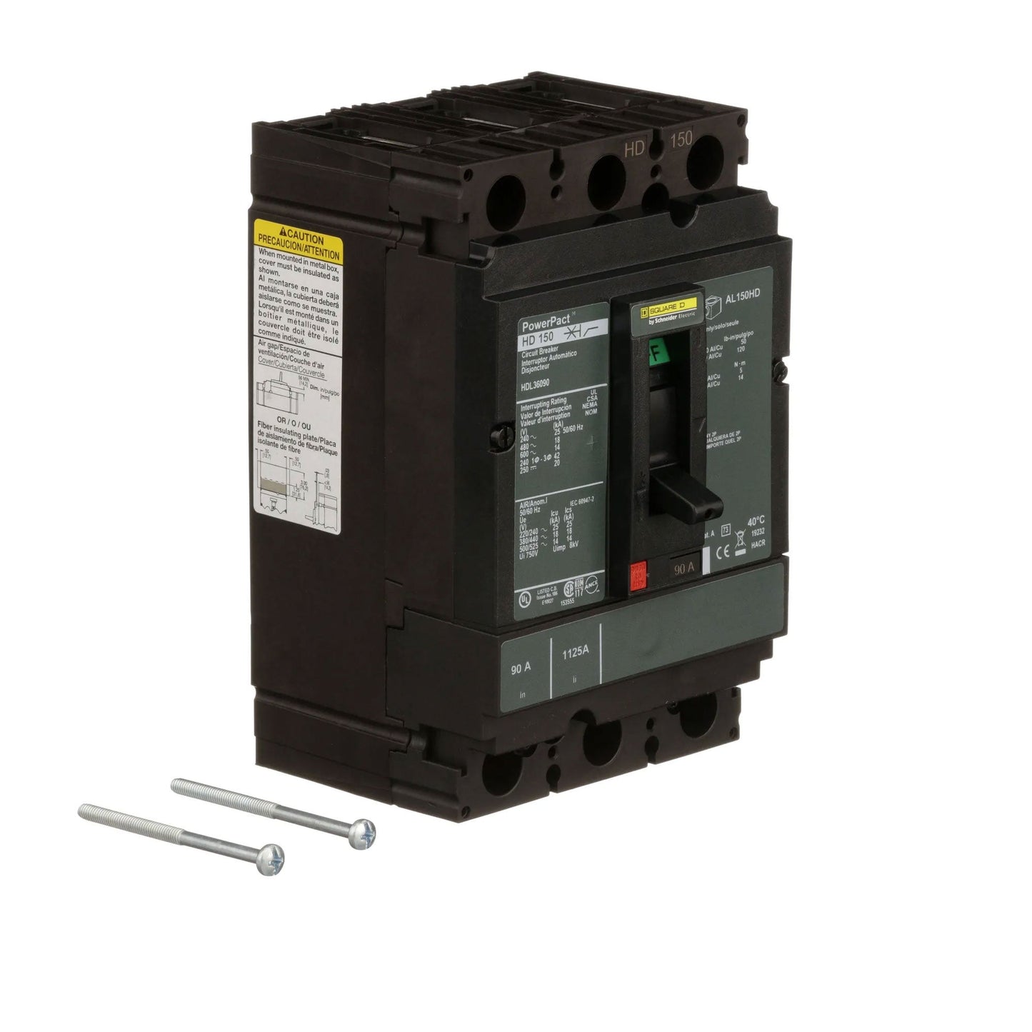 Square D HDL36090 Circuit Breaker | 600V 90A 3P 18kA@480V Feed-Thru Powerpact
