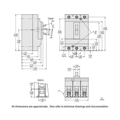Square D HDL36100 Circuit Breaker | 600V 100A 3P 18kA@480V Bolt-On Powerpact