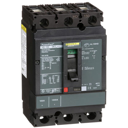 Square D HDL36100 Circuit Breaker | 600V 100A 3P 18kA@480V Bolt-On Powerpact