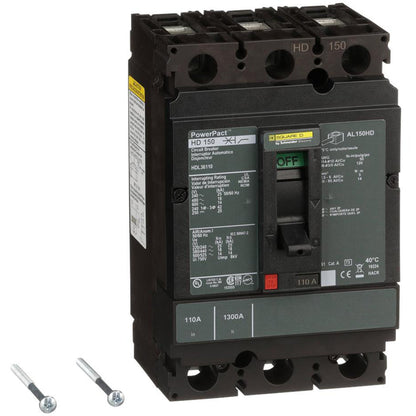Square D HDL36110 Circuit Breaker | 600V 110A 3P 18kA@480V Feed-Thru Powerpact