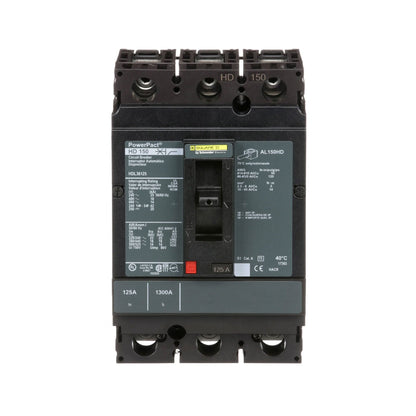 Square D HDL36125 Circuit Breaker | 600V 125A 3P 18kA@480V Feed-Thru Powerpact