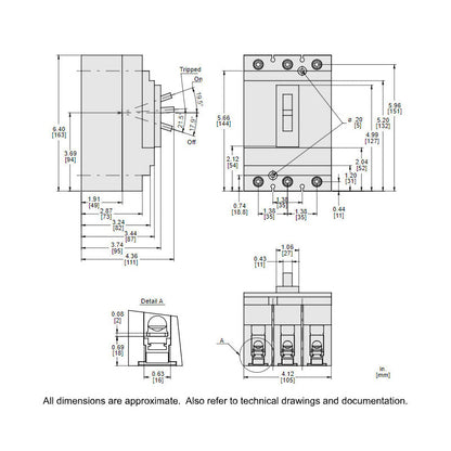Square D HDL36125 Circuit Breaker | 600V 125A 3P 18kA@480V Feed-Thru Powerpact