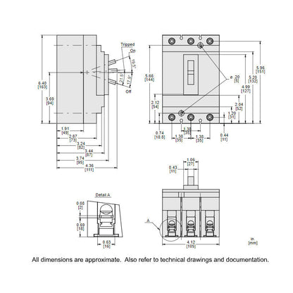 Square D HDL36150 Circuit Breaker | 600V 150A 3P 18kA@480V Feed-Thru Powerpact HDL