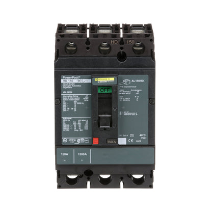 Square D HDL36150 Circuit Breaker | 600V 150A 3P 18kA@480V Feed-Thru Powerpact HDL