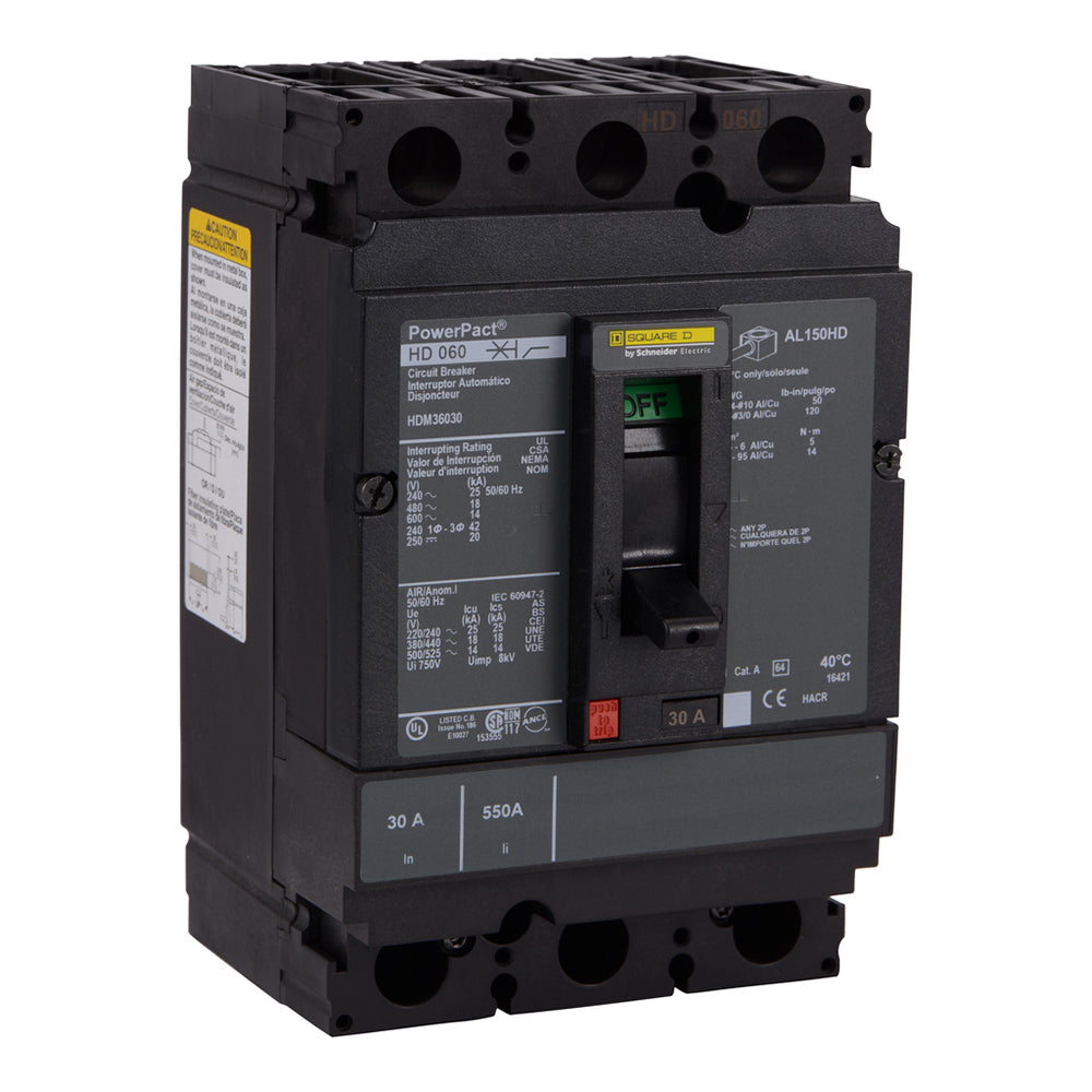 Square D HDM36150 Circuit Breaker | 600V 150A 3P 18kA@480V Bolt-On