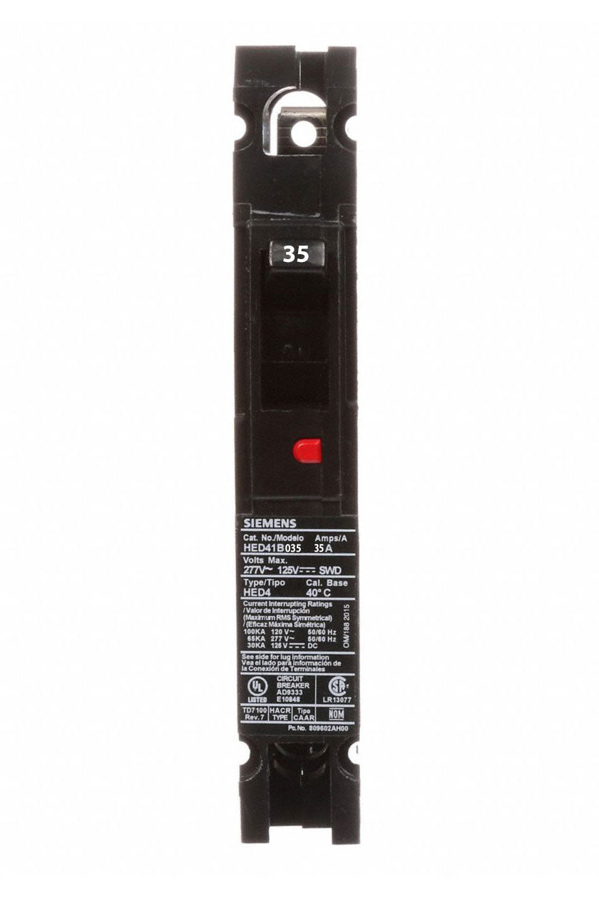 Siemens HED41B035 Circuit Breaker | 277V 35A 1P 25kA@277V Lug In Panelboard Sentron Series