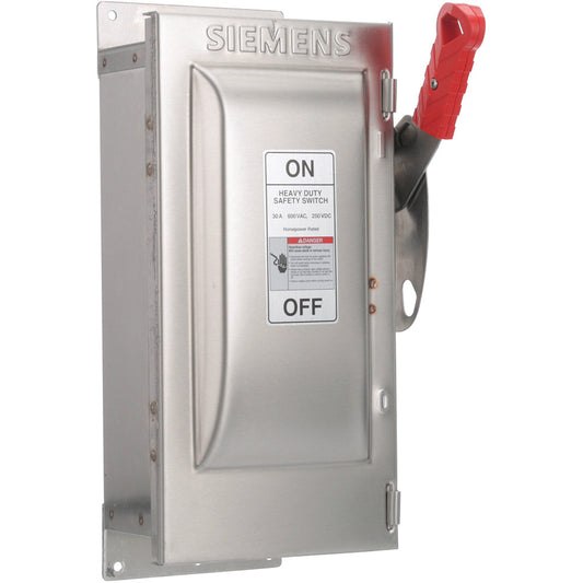 Siemens HF361SS Disconnect Switch | 600 VAC 30 A 3P TPST 7-1/2 hp NEMA 4X HF Series