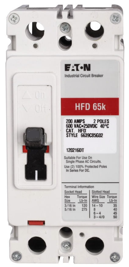 HFD2050LBP10 - Eaton/ Cutler Hammer/ Westinghouse Feed-Thru 50 Amp 2 Pole Circuit Breaker - Essential Electric Supply