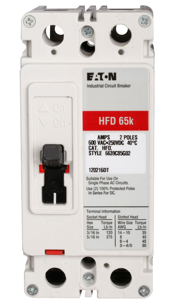 HFD2100LBP10 - Westinghouse/ Eaton/ Cutler Hammer Feed-Thru 100 Amp 2 Pole Circuit Breaker - Essential Electric Supply
