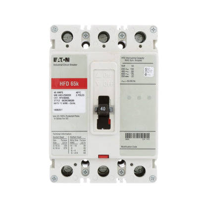 Cutler Hammer HFD3040L Circuit Breaker | 600V 40A 3P 65kA@480V Feed-Thru Series C