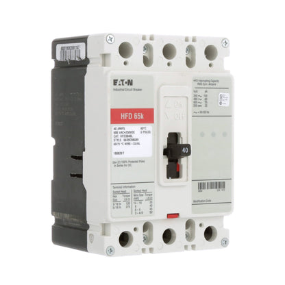 Cutler Hammer HFD3040L Circuit Breaker | 600V 40A 3P 65kA@480V Feed-Thru Series C