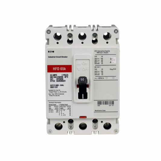Cutler Hammer HFD3125V Circuit Breaker | 600V 125A 3P 65kA@480V Bolt-On
