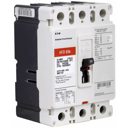 Cutler Hammer HFD3225 Circuit Breaker | 600V 225A 3P 65kA@480V Bolt-On Series C