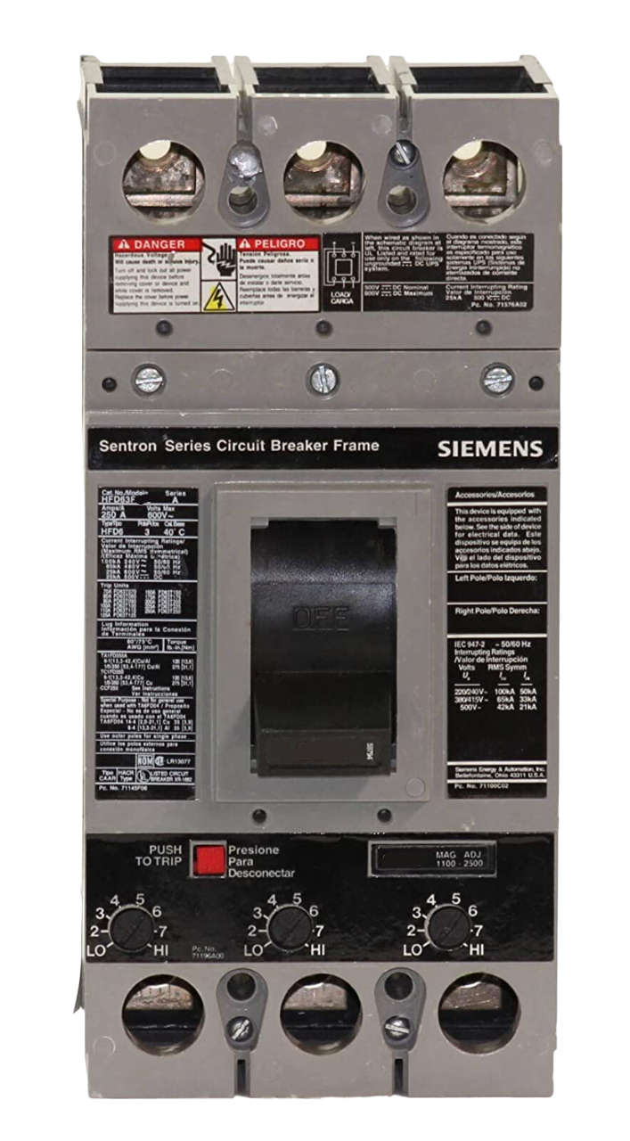 HFXD63B250L - SIemens Feed-Thru 250 Amp 3 Pole Circuit Breaker - Essential Electric Supply