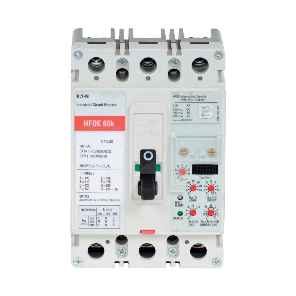 Cutler Hammer HFDE322536L Molded Case Circuit Breaker | 480V 225A 3P 65kA@480V Bolt-On LSIG Series C