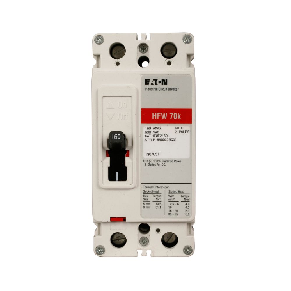 Cutler Hammer HFWF2050L Circuit Breaker | 690V 50A 2P 70kA@415V Feed-Thru Series C IEC