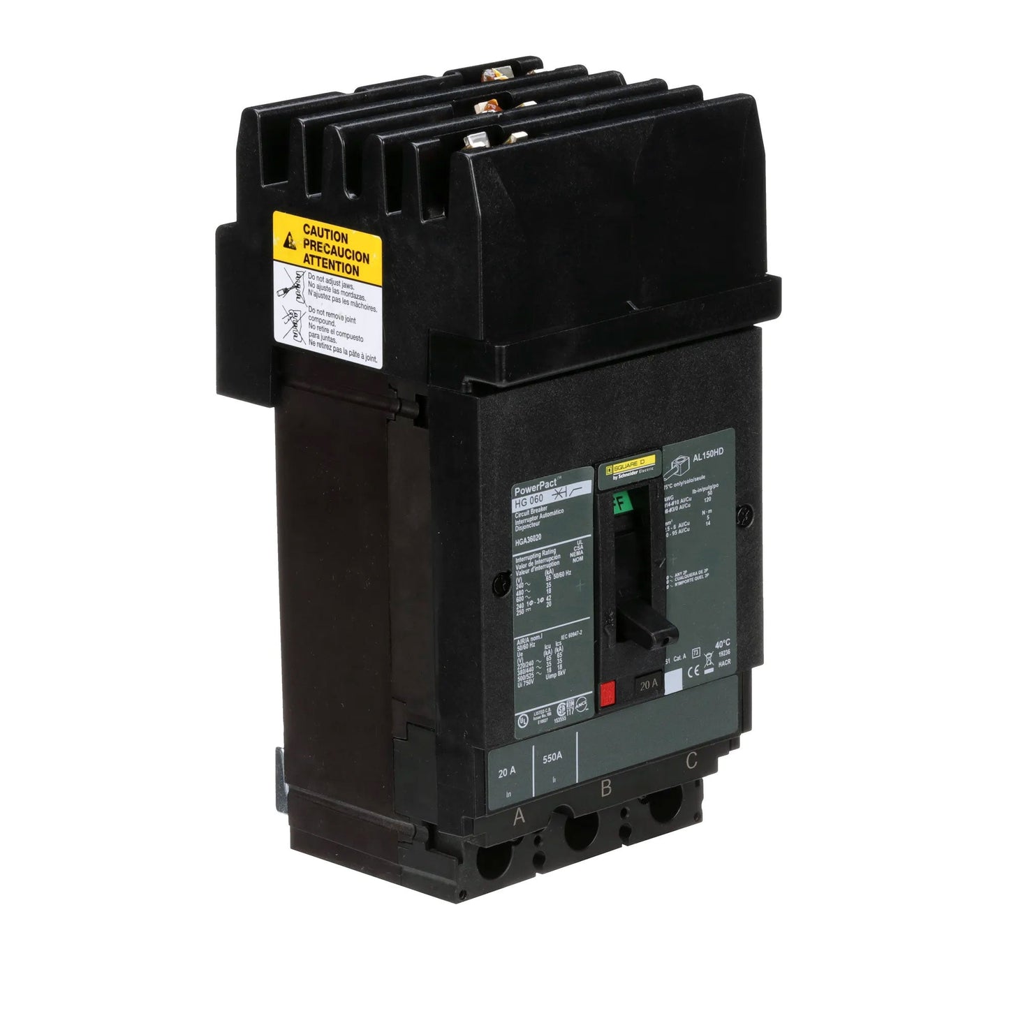 Square D HGA36020 Circuit Breaker | 600V 20A 3P 35kA@480V Plug In Panelboard Powerpact