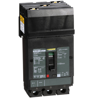 Square D HGA36040 Circuit Breaker | 600V 40A 3P 35kA@480V I-Line Plug-In Powerpact