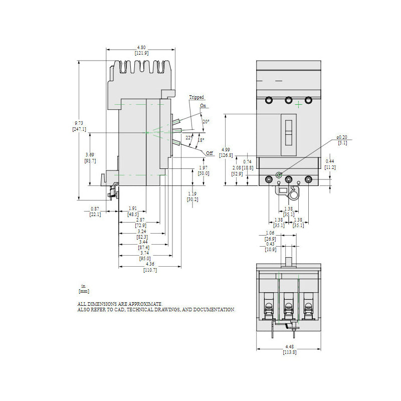 Square D HGA36045 Circuit Breaker | 600V 45A 3P 35kA@480V Plug In Panelboard Powerpact HGA