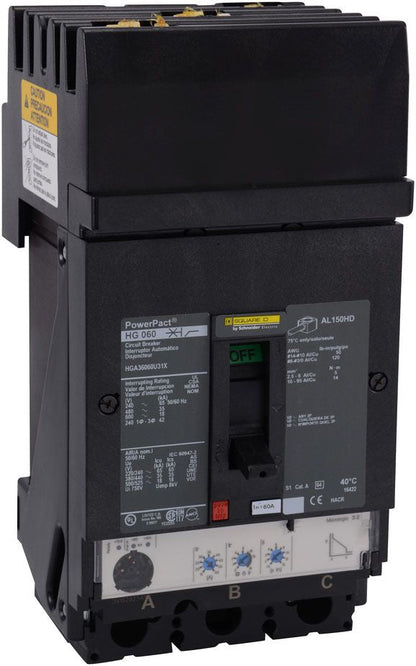 HGA36060U31X - Square D I-Line Style Plug-In 60 Amp 3 Pole Circuit Breaker - Essential Electric Supply