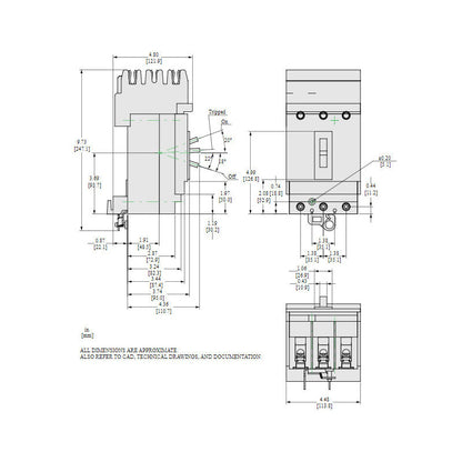 Square D HGA36070 Circuit Breaker | 600V 70A 3P 35kA@480V I-Line Plug-In Powerpact
