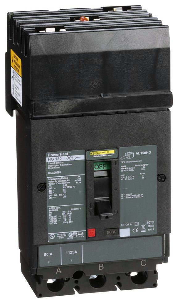 HGA36080 - Square D I-Line Style Plug-In 80 Amp 3 Pole Circuit Breaker - Essential Electric Supply