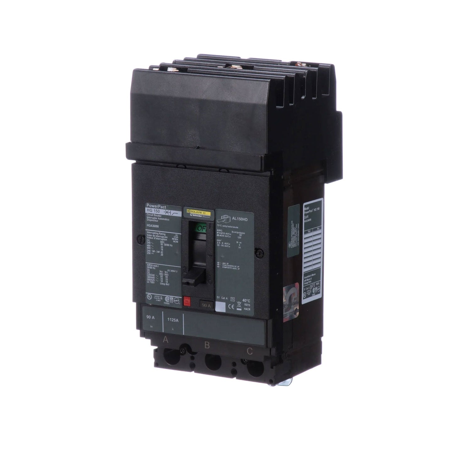 Square D HGA36090 Circuit Breaker | 600V 90A 3P 35kA@480V Plug In Panelboard Powerpact HGA
