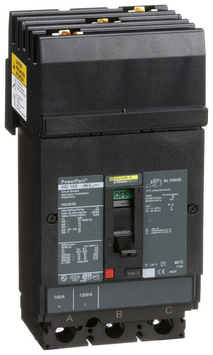 HGA36100 - Square D I-Line Style Plug-In 100 Amp 3 Pole Circuit Breaker - Essential Electric Supply