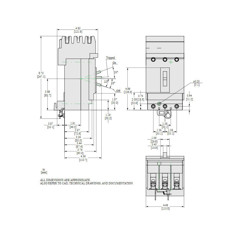 Square D HGA36100U31X Circuit Breaker | 600V 100A 3P 35kA@480V Powerpact