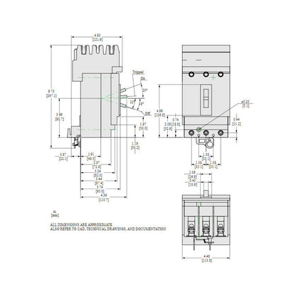Square D HGA36100U31X Circuit Breaker | 600V 100A 3P 35kA@480V Powerpact
