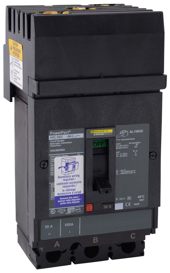 HGA36100U33X - Square D I-Line Style Plug-In 100 Amp 3 Pole Circuit Breaker - Essential Electric Supply