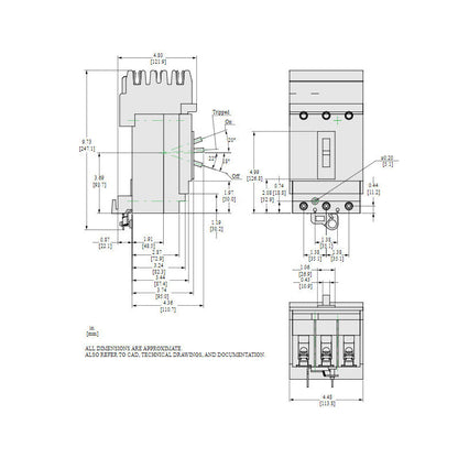 Schneider Electric HGA36100U44X Circuit Breaker | 600V 100A 3P 35kA@480V I-Line Style Plug-In Powerpact