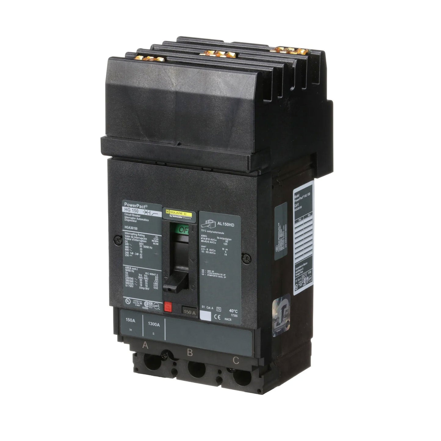 Square D HGA36150 Circuit Breaker | 600V 150A 3P 35kA@480V Plug In Panelboard Powerpact